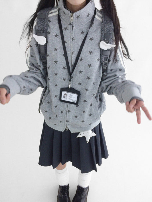 【ユニセックス】フラグメントスター・ヘビーテリー スタンドカラーブルゾン トラックジャケット / rejio