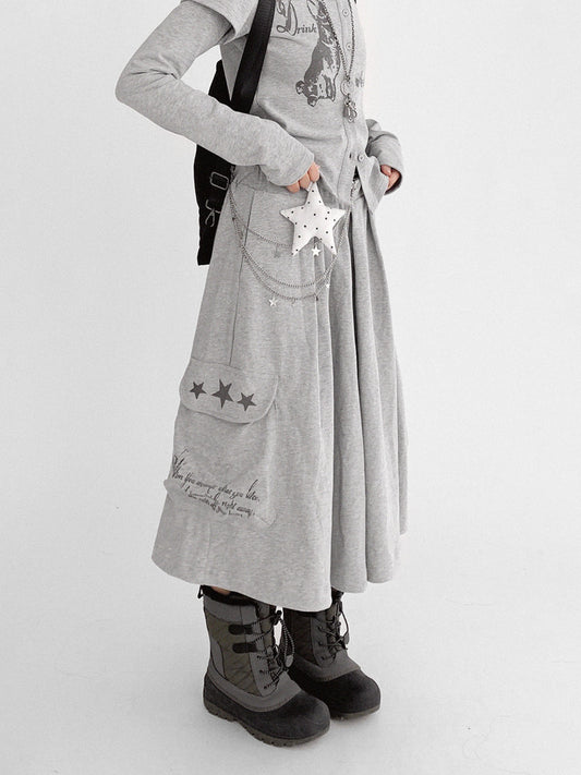 フラグメントスター・立体ポケット ワイドスウェットガウチョ / rejio