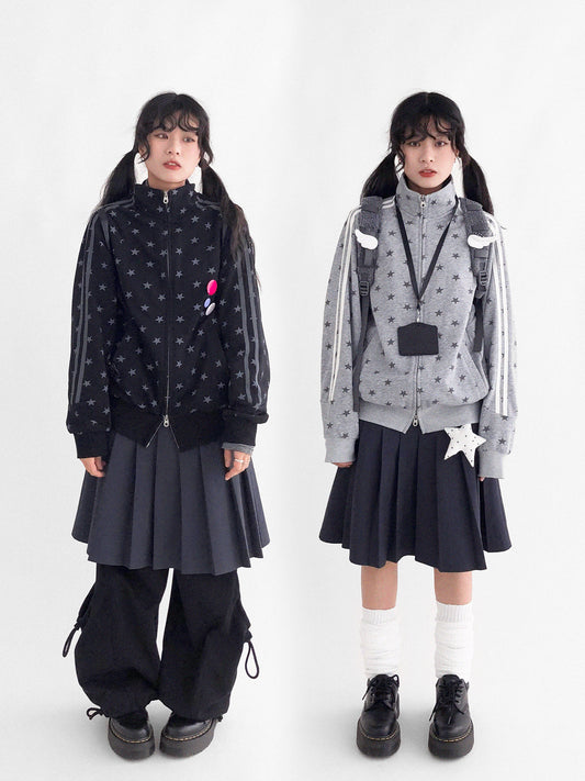 【ユニセックス】フラグメントスター・ヘビーテリー スタンドカラーブルゾン トラックジャケット / rejio