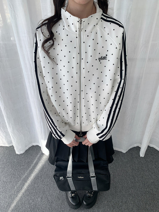 【rejio】アーカイブ ドットプリント トラックジャケット (スノーホワイト)