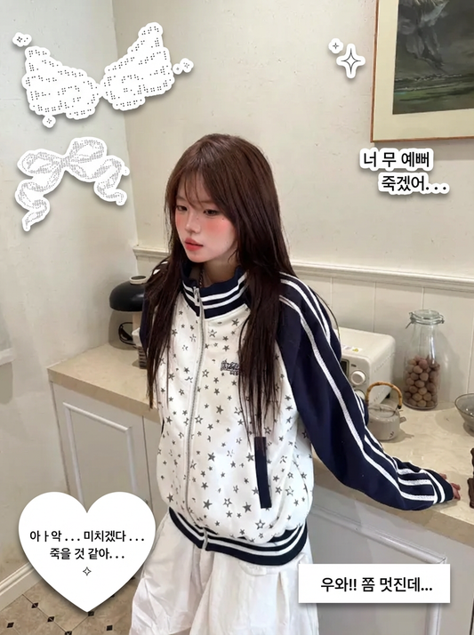 【ユニセックス】スターグラフィック ラグランスリーブ・トラックジャケット / rejio