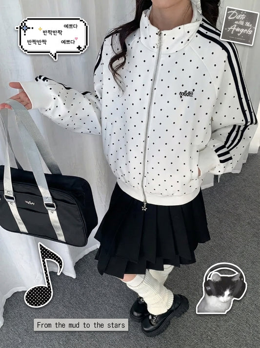 【rejio】アーカイブ ドットプリント トラックジャケット (スノーホワイト)